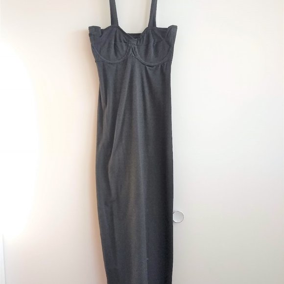 vintage 90s jersey knit maxi body con slip dress - Picture 1 of 15